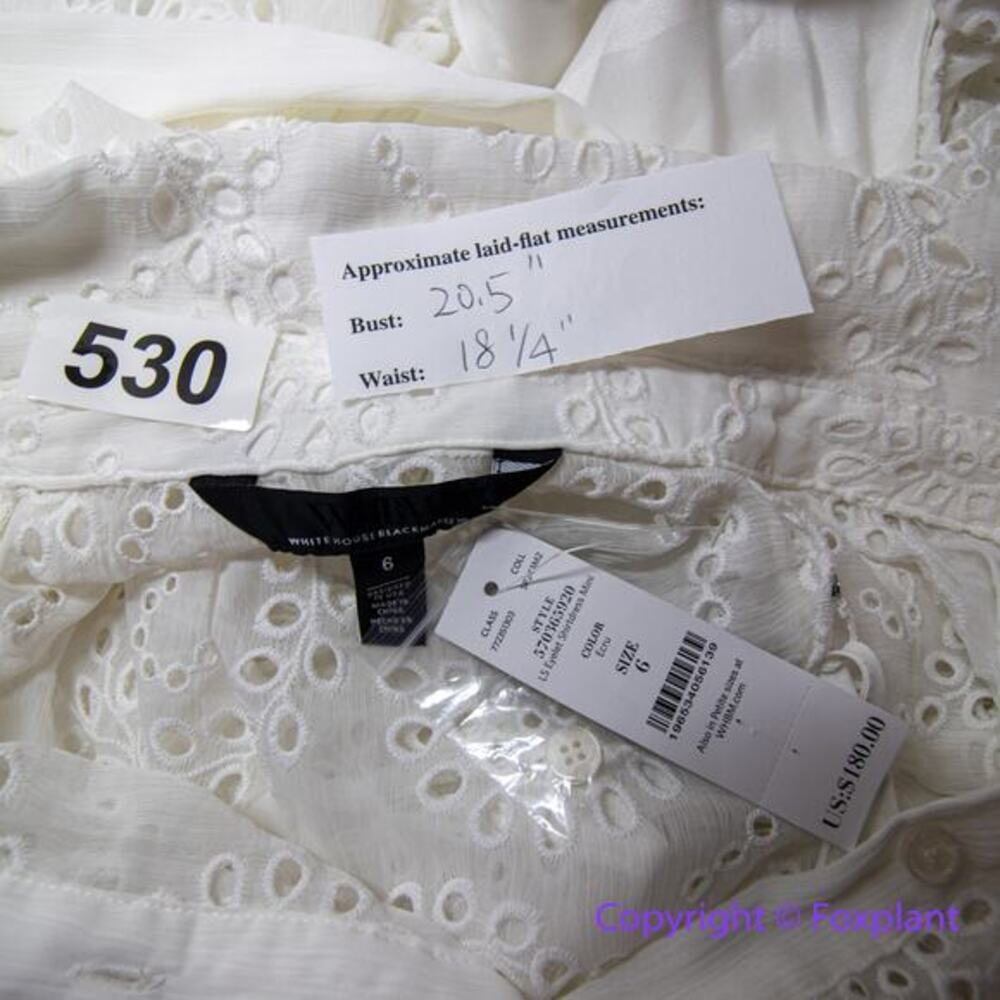 New! White House Black Market Long Sleeve Eyelet Shirt Dress mini ecru, size 6 - Picture 6 of 13